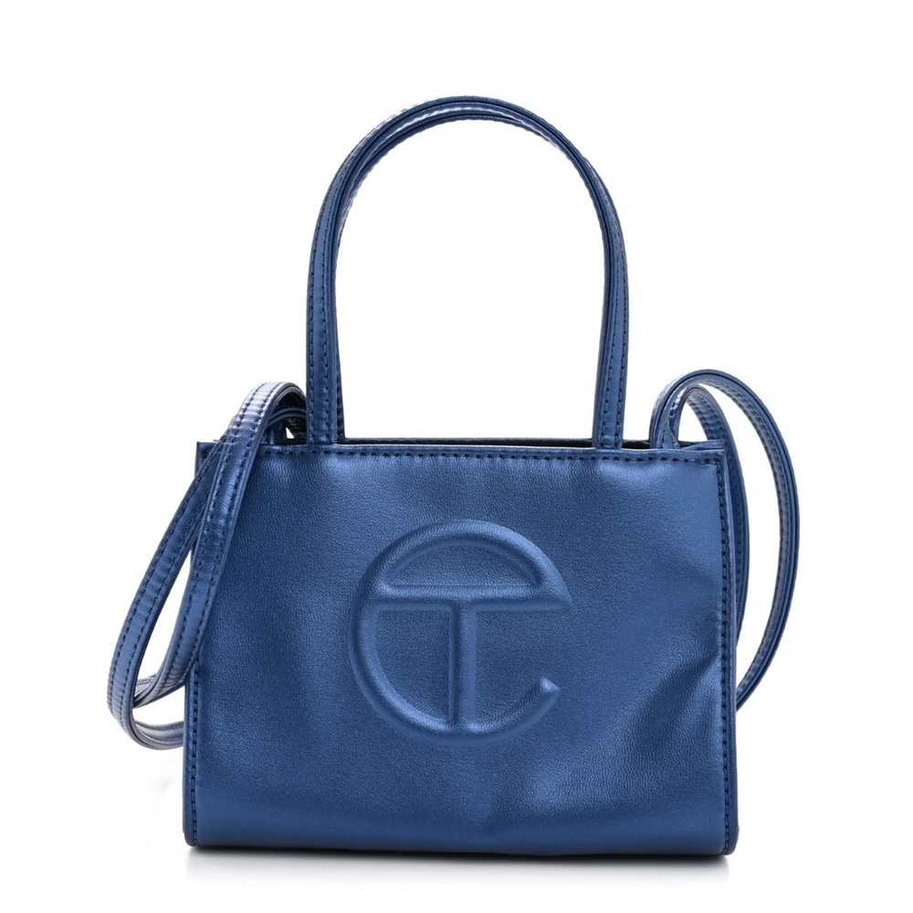 Telfar Small Metallic Cobalt Shopping Bag